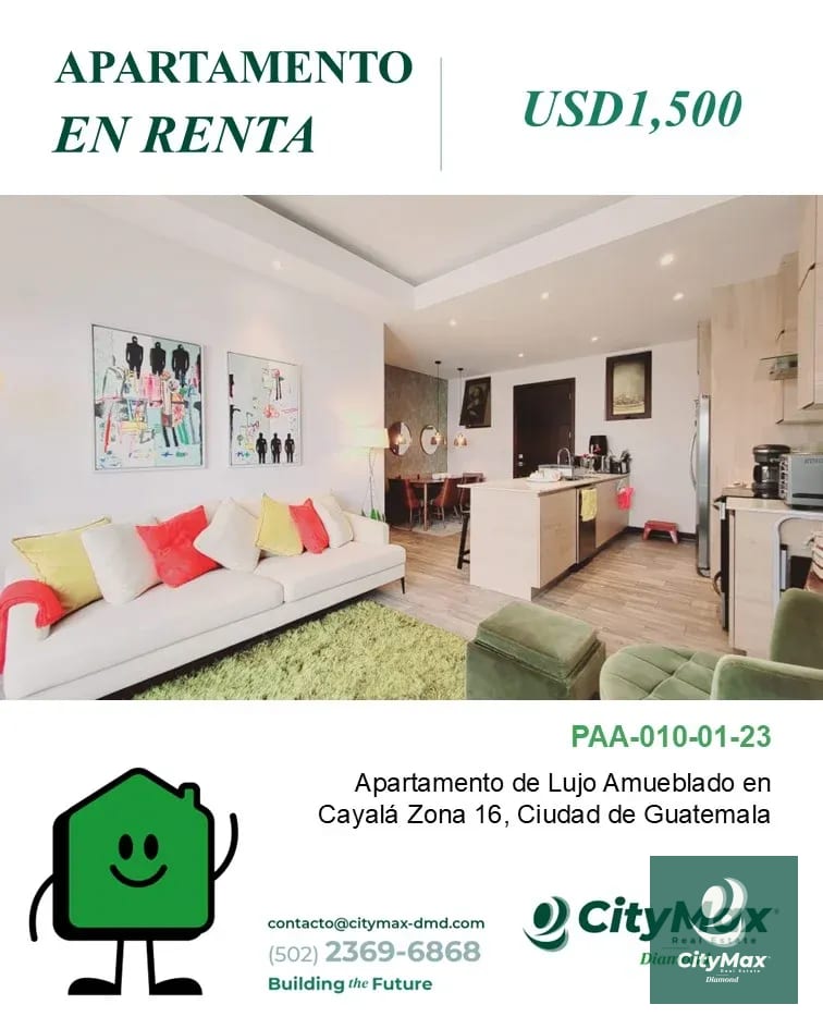 Apartamento de Lujo Amueblado en Renta en Lirios de Cayalá — Apartamento en Alquiler en Ciudad Cayalá, Zona 16, Guatemala, Ciudad — foto 1 de 14