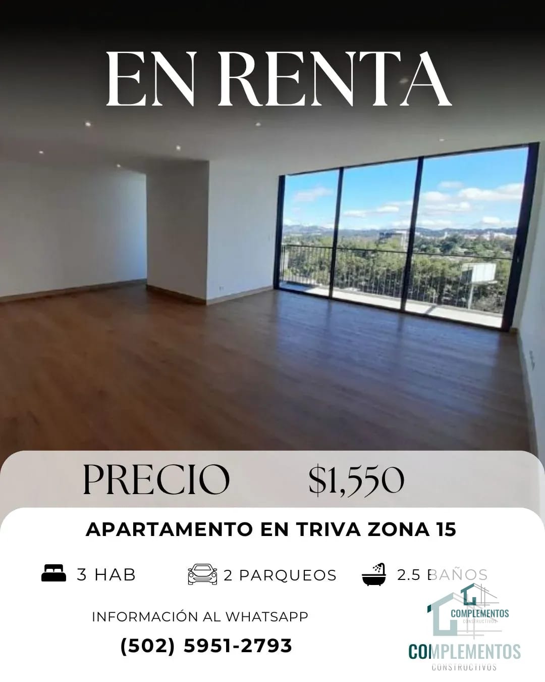 Triva, Apartamento en Renta Zona 15 Colonia el Maestro — Apartamento en Alquiler en Trivá, Zona 15, Guatemala, Ciudad — foto 1 de 8