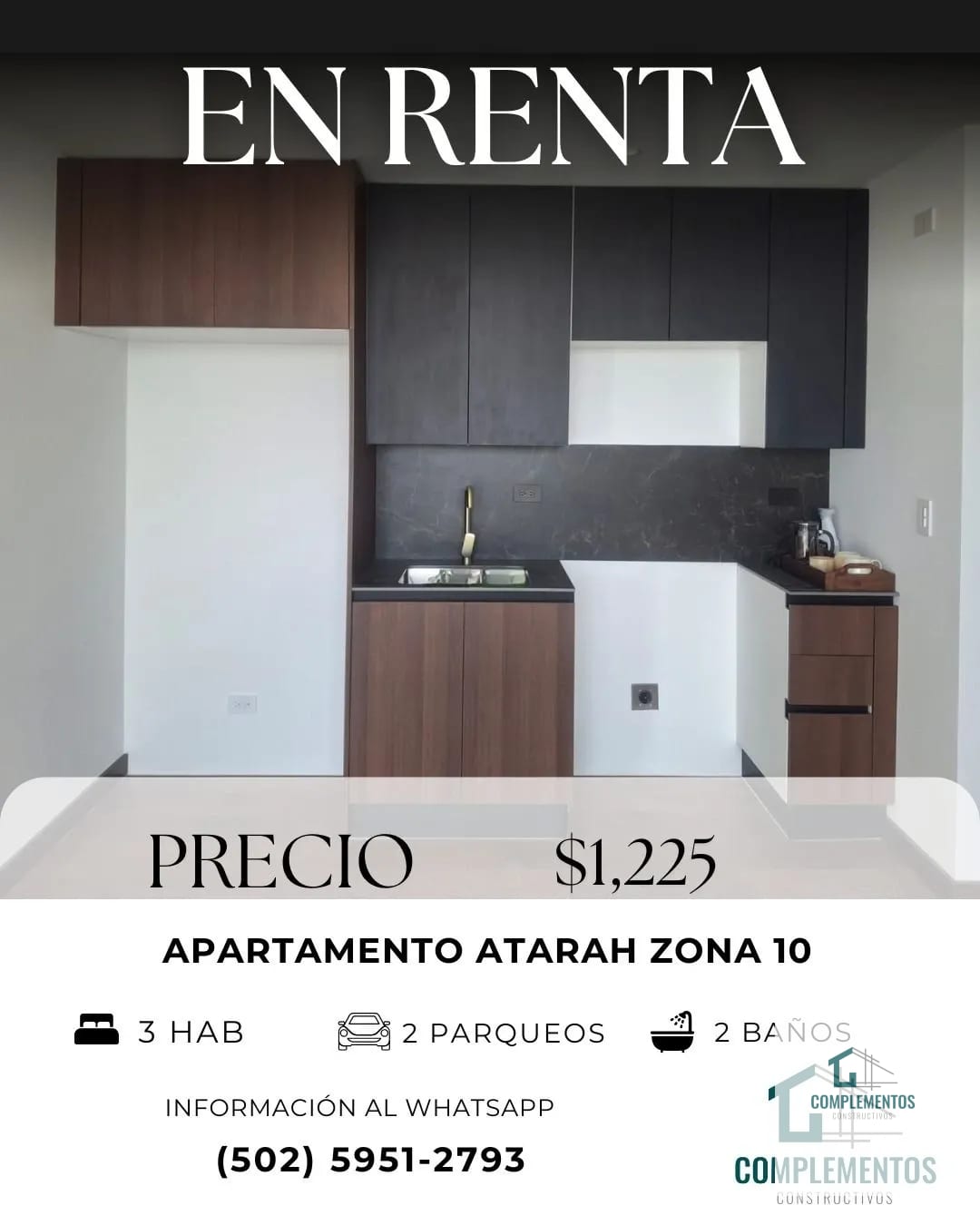 Atarah, Apartamento en Renta zona 10 — Apartamento en Alquiler en Atarah, Zona 10, Guatemala, Ciudad — foto 1 de 11