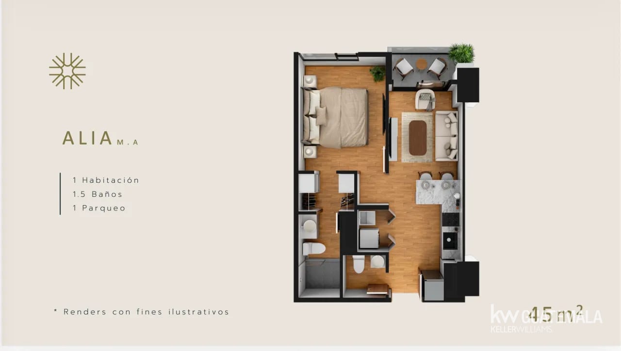Apartamento en venta en Zona 10 | 45 m² | Invierta desde US$989 al mes — Apartamento en Venta en Zona 10, Guatemala, Ciudad — foto 1 de 9