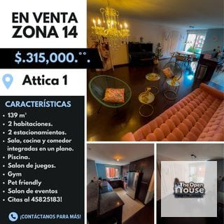 Apartamento en venta Attica 1 zona 14 — Apartamento en Venta en Attica, Zona 14, Guatemala, Ciudad — miniatura 1 de 15