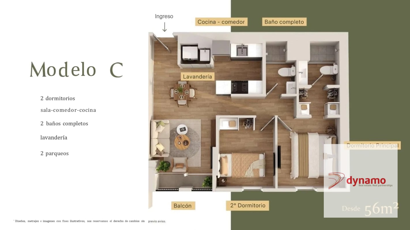 Vendo apartamento en planos de 2 dormitorios - Villa Isabel - 2