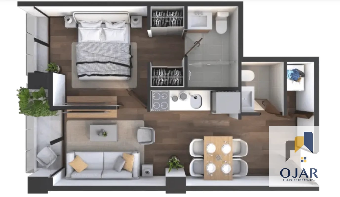 APARTAMENTO EN VENTA EN ZONA 15, 1 HAB. 2 BAÑOS, VHII - 2