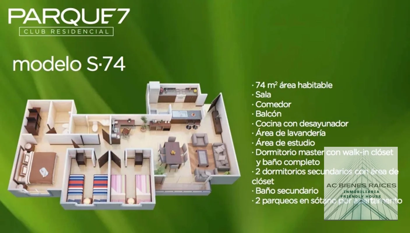 APARTAMENTO VENTA EN PARQUE 7 - 2