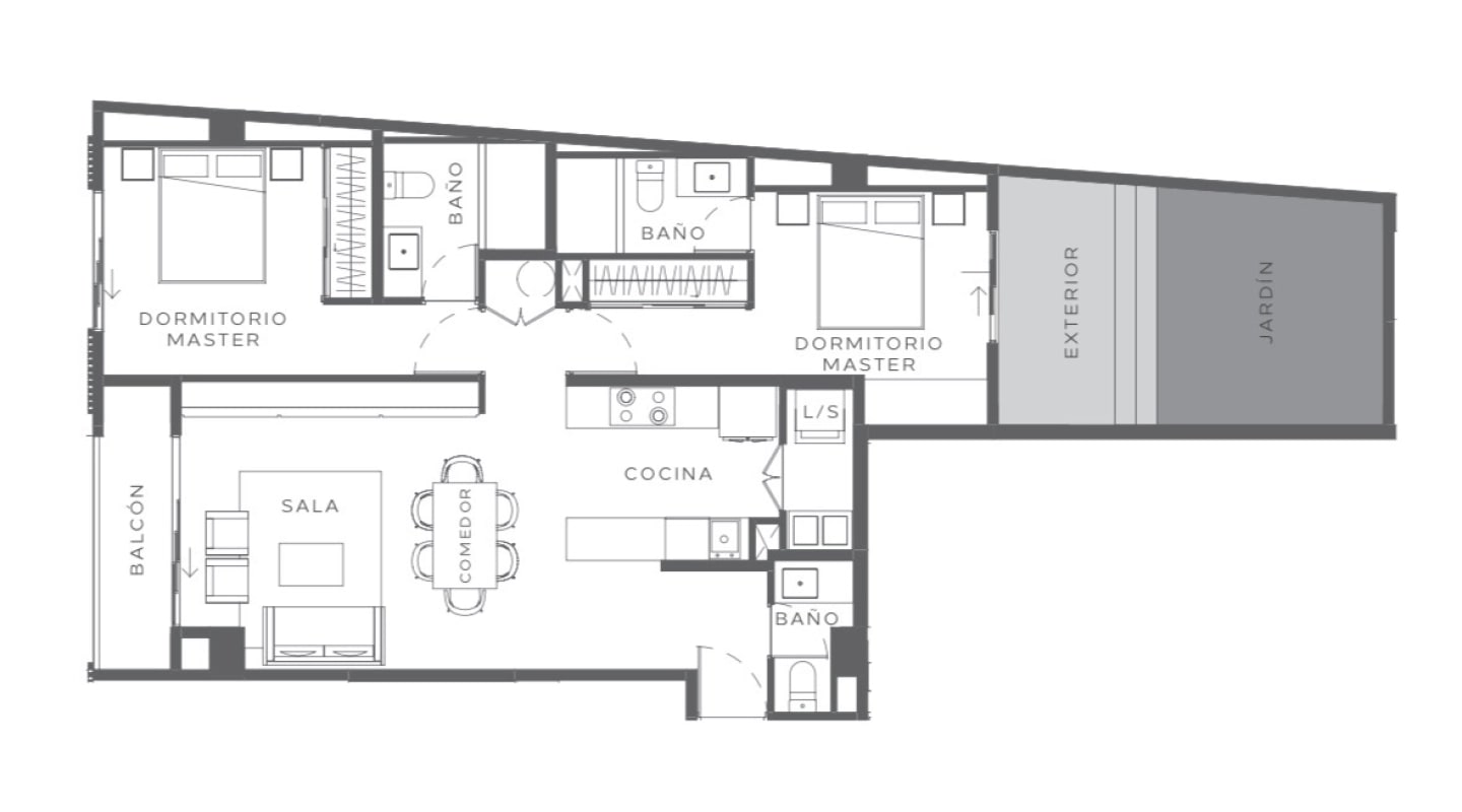Apartamento de 2 dormitorios + jardín en venta en zona 13 - 7