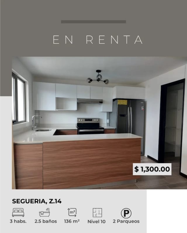 Amplitud, Vista y Confort | Apartamento Equipado de 3 Hab.-SEGUERIA Z. 14 — Apartamento en Alquiler en Segheria, Zona 14, Guatemala, Ciudad — foto 1 de 17